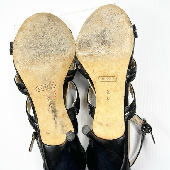 Coach Blake Leather Open Toe Heels (8) - Picture 14 of 16